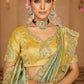 Sage Green Mustard Yellow Silk Blend Saree with Tassel Pallu Elegant