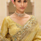 Golden Yellow Tissue Silk Saree with Intricate Embroidered Border