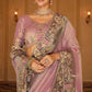 Dusty Rose Pink Sage Green Shaded Silk Saree Elegant Festive Party Wear
