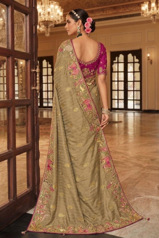Hits Pure Soft Silk Weaving Embroidery Saree Elegant Festive Party Wear