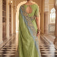 Light Green Soft Silk Saree Elegant Festive Wedding Party Wear Look