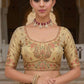 Beige Multi Color Heritage Motif Silk Saree Elegant Festive Wear Look