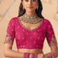 Rani Pink Dola Silk Saree with Zari Embroidery Madhubani Motifs Elegant