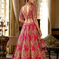 Rosewood Pink Silk Bridal Lehenga Golden Paisley Zardozi Embroidery