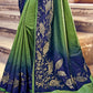 Fern Green & Blue Banarasi Silk Saree with Embroidered Silk Blouse