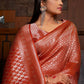 Persian Red Silver Zari work Kanjivaram Silk Saree