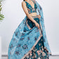 Teal Blue Georgette Lehenga Choli with Sequins & Thread Embroidery work