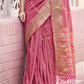 Tulip Pink Silk Saree having Zari Border & Sequins work
