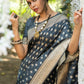 Anchor Grey Soft Banarasi Silk Saree with overall Butti