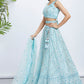 Baby Blue Net Lehenga Choli with Cut-Dana, Sequins & Zarkan Embroidery work
