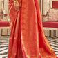 Vermilion Red Zari Woven Kanjivaram Silk Saree with Tassels on Pallu