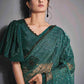 Teal Green Designer Lycra Saree with Sequins Embroidery & Applique work
