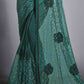 Teal Green Designer Lycra Saree with Sequins Embroidery & Applique work