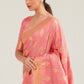 Salmon Pink Zari Butta Woven Banasari Silk Saree