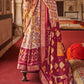 White & Purple Printed Patola Dola Silk Saree with Zari Border