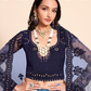 Designer Navy Blue Lehenga Choli In Net With Dazzling Stone Work