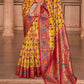 Yellow & Red Patola Printed Designer Silk Saree