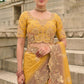 Mustard Yellow Coffee Brown Designer Silk Saree Elegant Party Wear