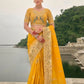 Shaded Yellow Pure Viscose Jacquard Saree Elegant Festive Party Wear