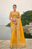 Shaded Yellow Pure Viscose Jacquard Saree Elegant Festive Party Wear