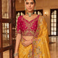 Mustard Yellow Soft Silk Saree with Rani Pink Heavy Embroidered Blouse