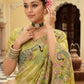 Pistachio Green Soft Silk Saree with Peacock Motif Handwork Elegant