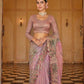 Dusty Rose Pink Sage Green Shaded Silk Saree Elegant Festive Party Wear