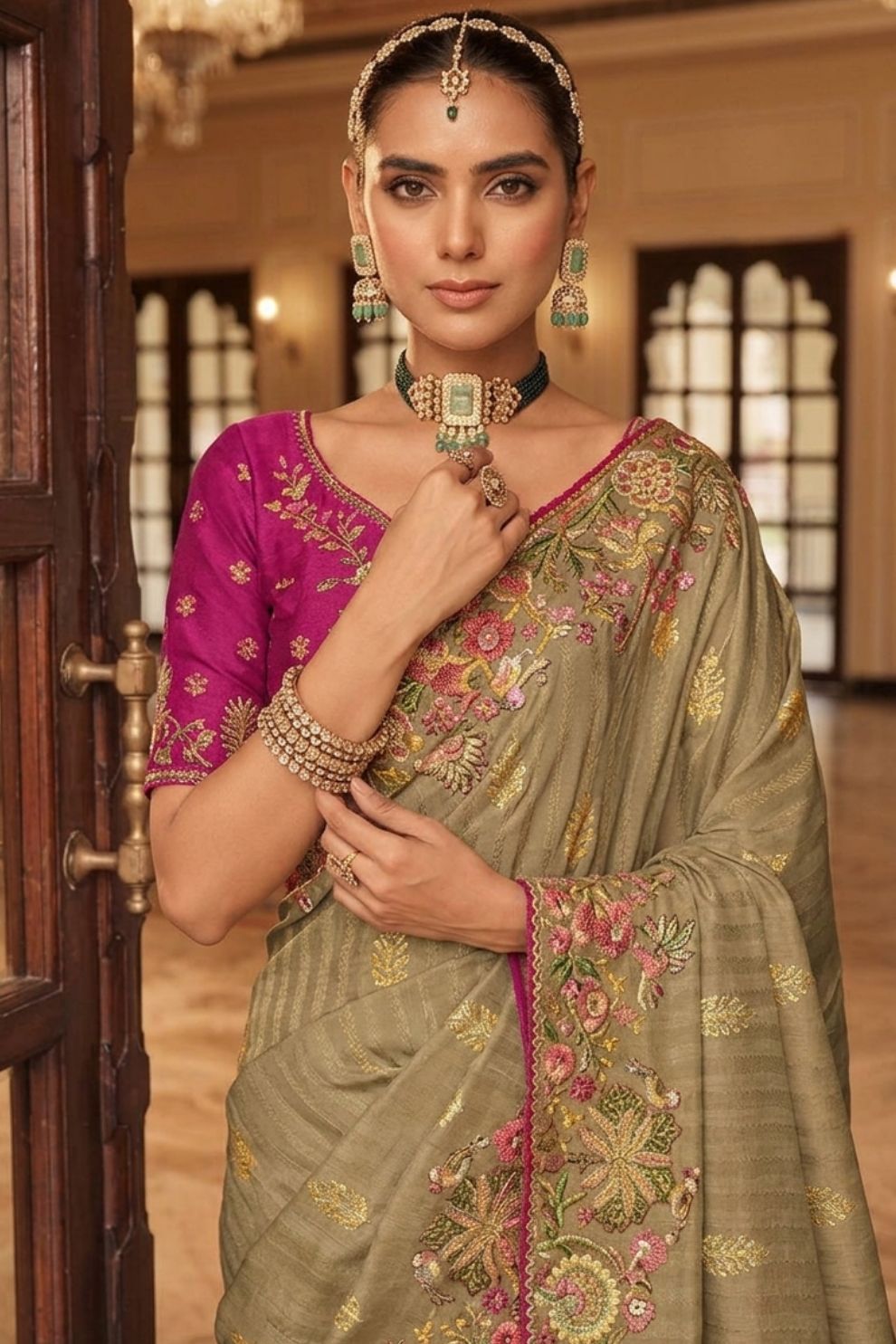 Hits Pure Soft Silk Weaving Embroidery Saree Elegant Festive Party Wear