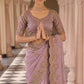 Lavender Mauve Designer Soft Silk Saree Elegant Festive Party Wear Look
