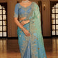 Dusty Blue Designer Soft Silk Saree Elegant Festive Party Wear Look