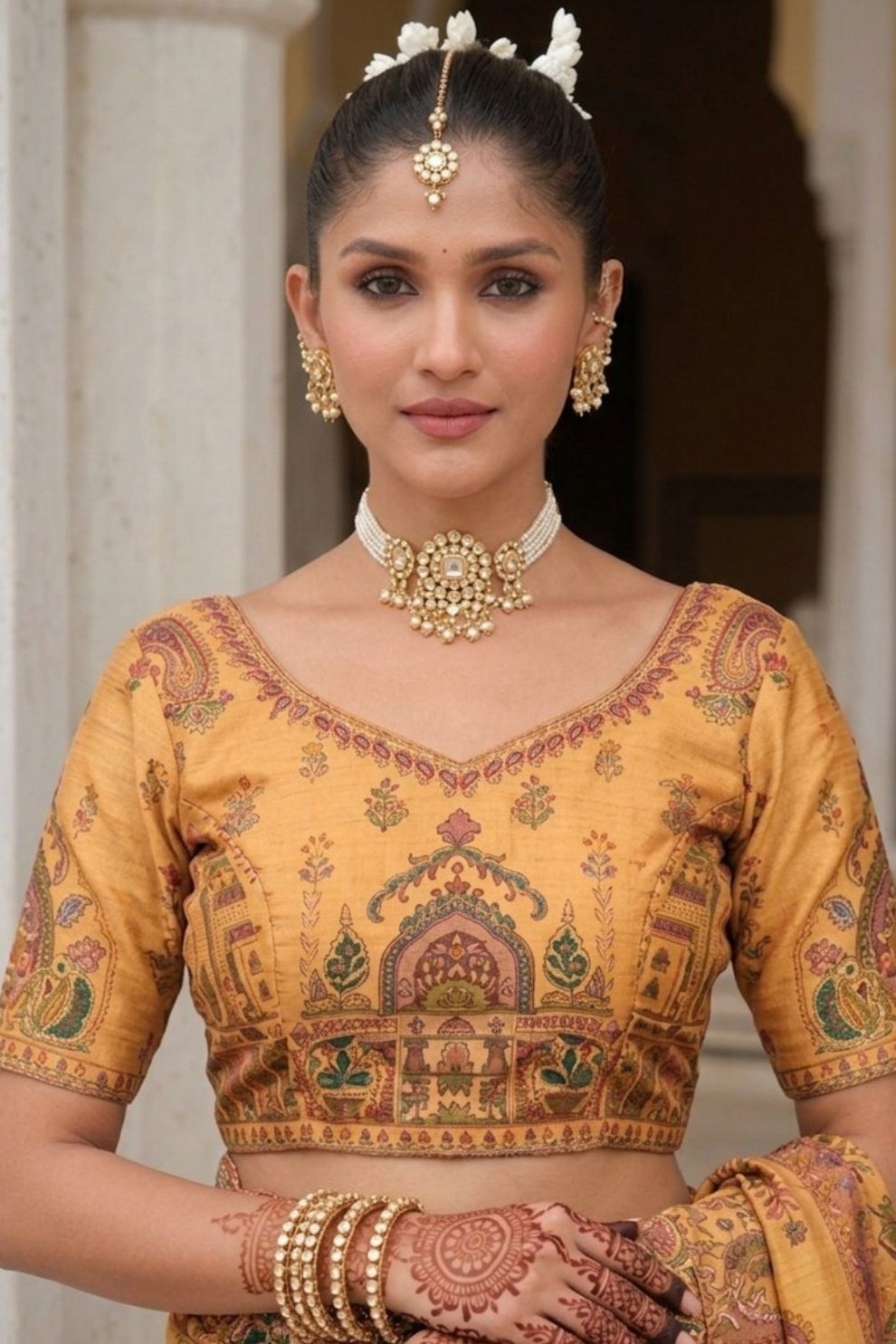 Mustard Yellow Heritage Motif Silk Saree Elegant Festive Wedding Wear