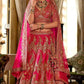 Rosewood Pink Silk Bridal Lehenga Golden Paisley Zardozi Embroidery