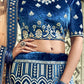 Azure Blue Velvet Lehenga Choli with Thread, Zari and Pure Gota work (Pre-Order)