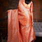 Persian Red Silver Zari work Kanjivaram Silk Saree