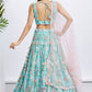Turquoise Blue Net Lehenga Choli with Sequins & Thread Embroidery work