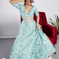 Turquoise Blue Organza Lehenga Choli with Sequins, Zarkan & Thread Embroidery work