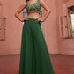 Forest Green Georgette Sharara Choli with Embroidery work