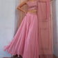 Ballet Slipper Pink Georgette Sharara Choli with Embroidery work