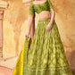 Avocado Green Banarasi Silk Lehenga Choli with Khatli work Embroidery