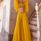 Aureolin Yellow Georgette Sharara Choli with Embroidery work