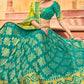 Turquoise Blue Banarasi Silk Lehenga Choli with Khatli work Embroidery
