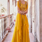Aureolin Yellow Georgette Sharara Choli with Embroidery work