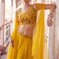 Aureolin Yellow Georgette Sharara Choli with Embroidery work