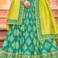Turquoise Blue Banarasi Silk Lehenga Choli with Khatli work Embroidery