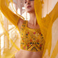Aureolin Yellow Georgette Sharara Choli with Embroidery work