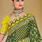 Basil Green Floral Zari Woven Banarasi Silk Saree with Embroidered Blouse: Top Pick