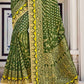 Basil Green Floral Zari Woven Banarasi Silk Saree with Embroidered Blouse: Top Pick