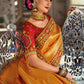 White & Orange Half N Half Banarasi Silk Saree with Embroidered work