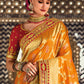 White & Orange Half N Half Banarasi Silk Saree with Embroidered work