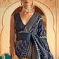 Aegean Blue Designer Printed Silk Saree